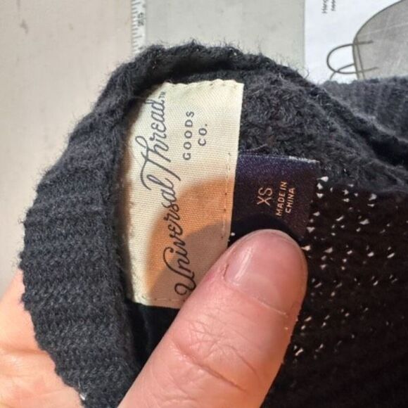 Universal Threads Black Open Knit Long Cardigan Sweater Pockets Oversized XS - Picture 4 of 10